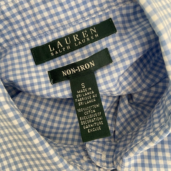 womens ralph lauren classic preppy light blue and white checked blouse size s - Picture 6 of 7